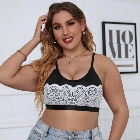 ⚡2/$20⚡1XL Plus Contrast Lace Bra - SHEIN - Picture 5 of 6